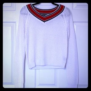 Red and white sweater